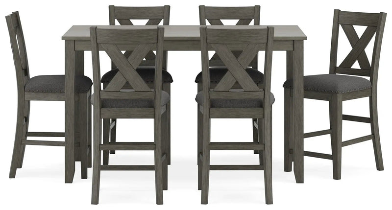 Caitbrook - Rect Drm Counter Table Set (Set of 7) - Gray by Unique Piece Furniture