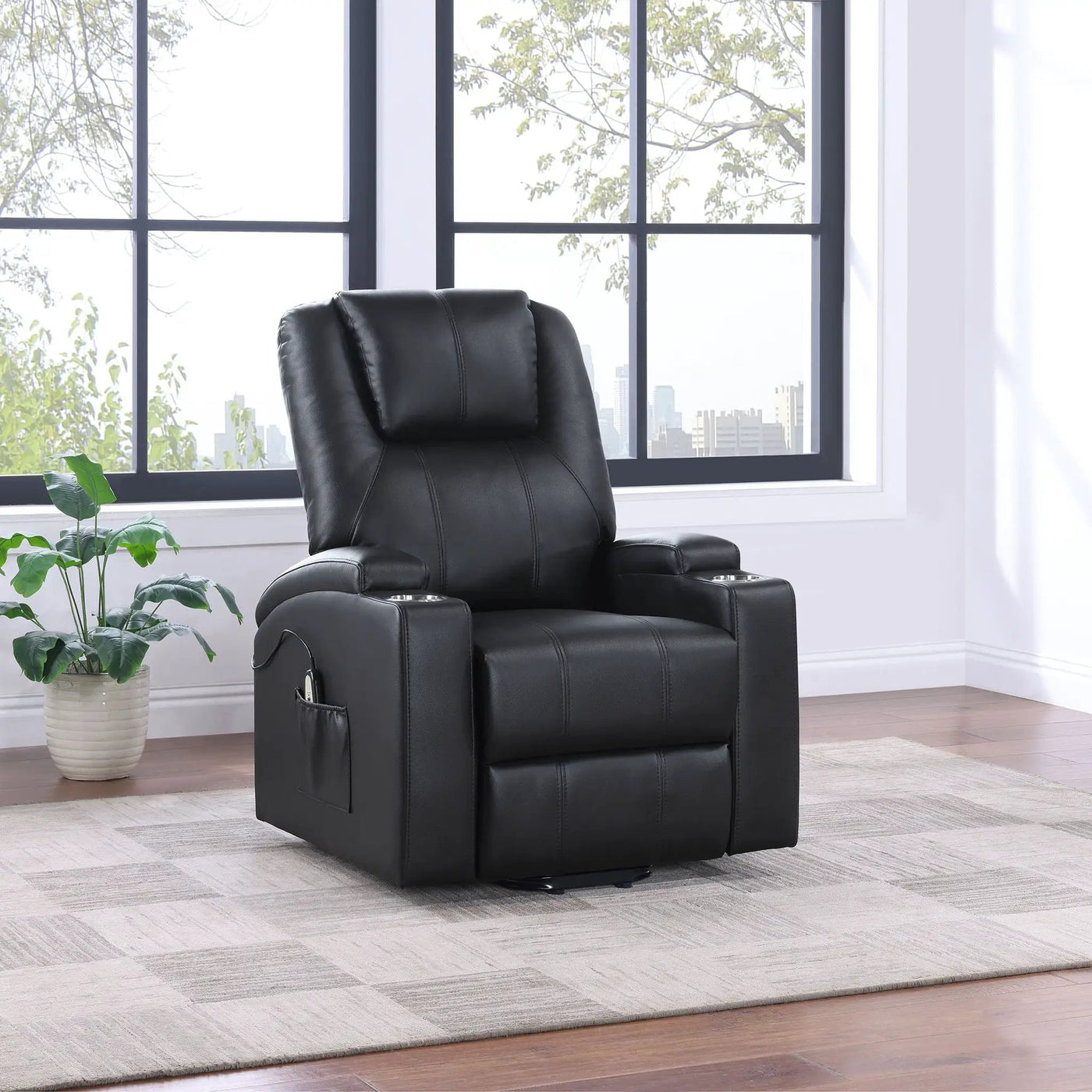 Macklin - Power Lift Massage Recliner With Heat And Dual Cupholders by Unique Piece Furniture