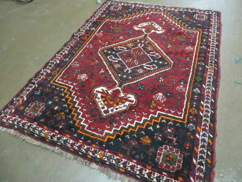 4' X 6' Antique Handmade Turkish Wool Veg Dyes Rug Organic Red Nice M10 by Jewel Rugs