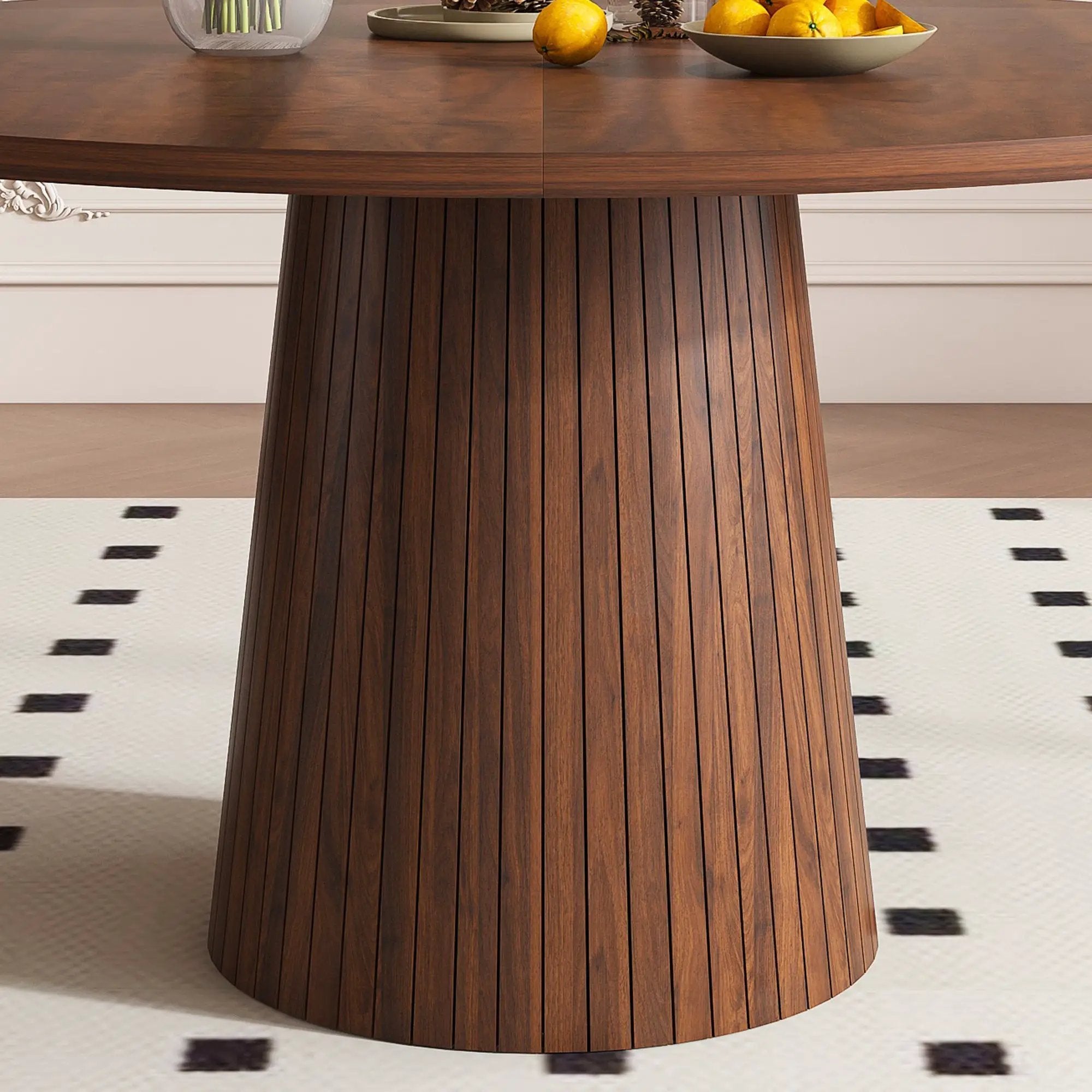 47 Inch Round MDF Dining Table for 4, Modern Farmhouse Style by HouseOfZazla