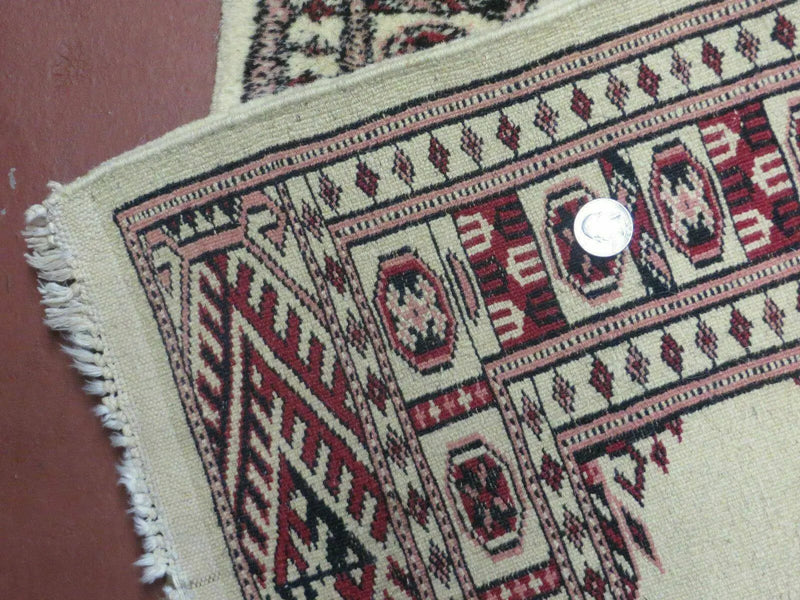 2' 7" x 7' Handmade Finely Knotted Pakistani Turkoman Bokhara Detailed Wool Rug by Jewel Rugs