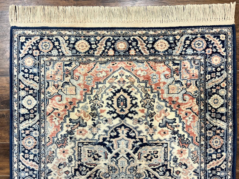 Karastan Blue Heriz Rug #748, Vintage Wool Karastan Carpet 4.3 x 6, Discontinued Original 700 Series Karastan Area Rug by Jewel Rugs