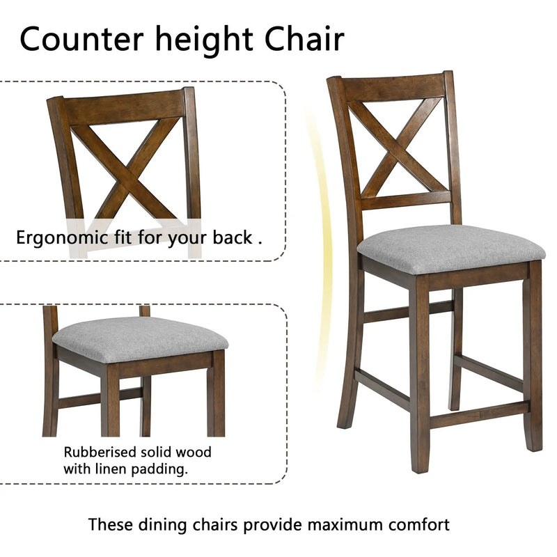 5 Piece Dining Table Set, Wooden Dining Square Table Set For 4 by Unique Piece Furniture