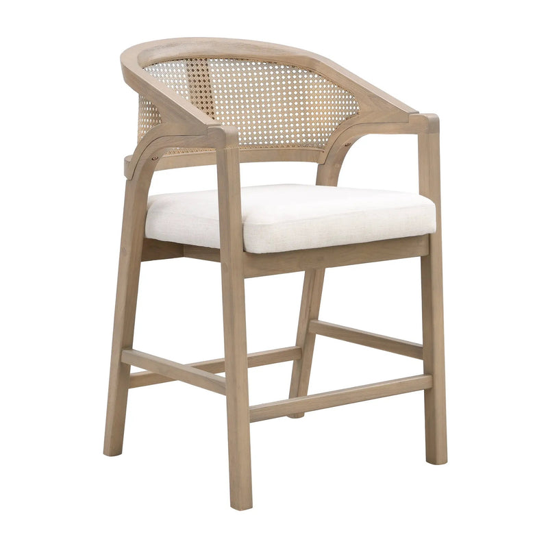 Wooden Frame Counter Stool with Rattan Back - Set of 2 by HouseOfZazla