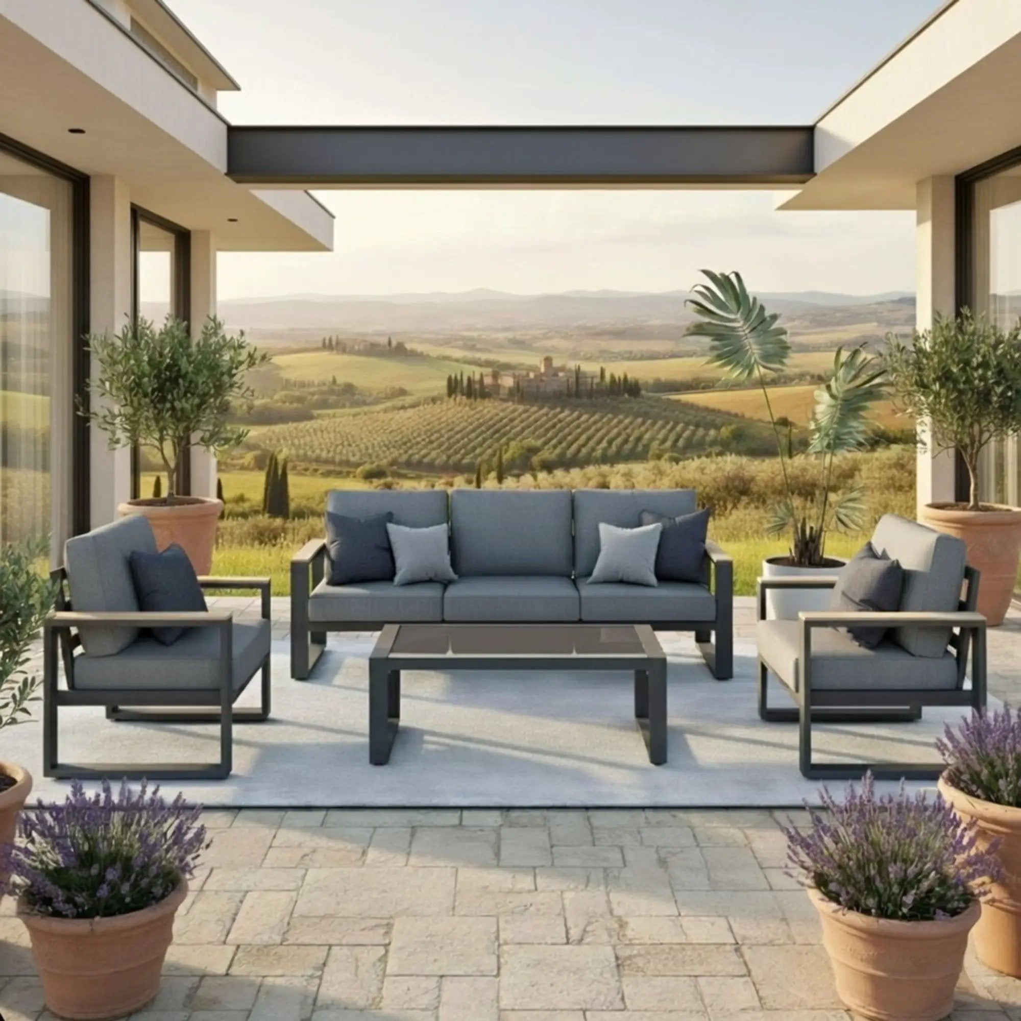 Modern Outdoor Sofa Set With Coffee Table by HouseOfZazla