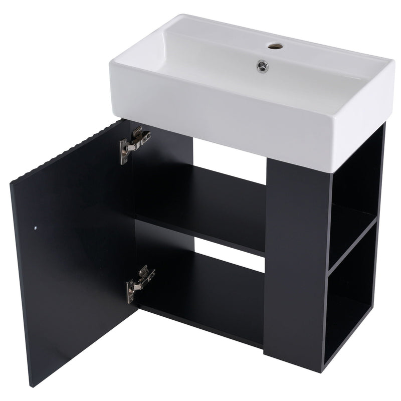 Modern Floating Bathroom Vanity With Ceramic Basin Perfect For Small Bathrooms by HouseOfZazla
