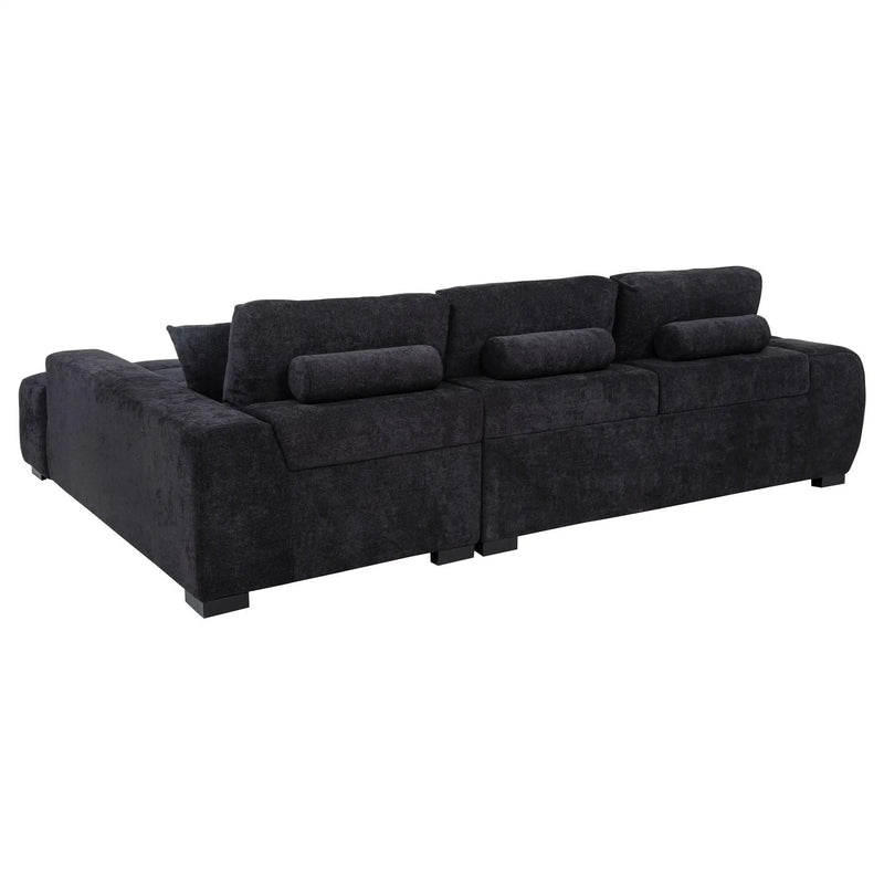 Octavia Upholstered Sectional Chaise Sofa Black by Unique Piece Furniture