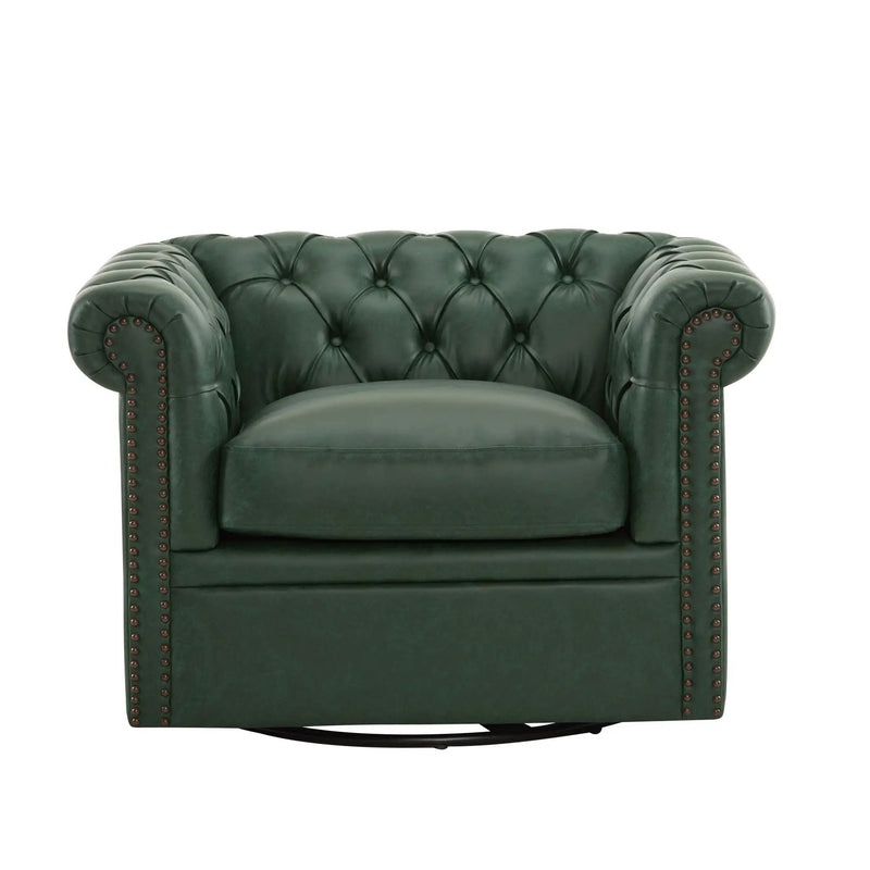 Chesterfield Style Swivel Club Chair With Button Tufted by HouseOfZazla