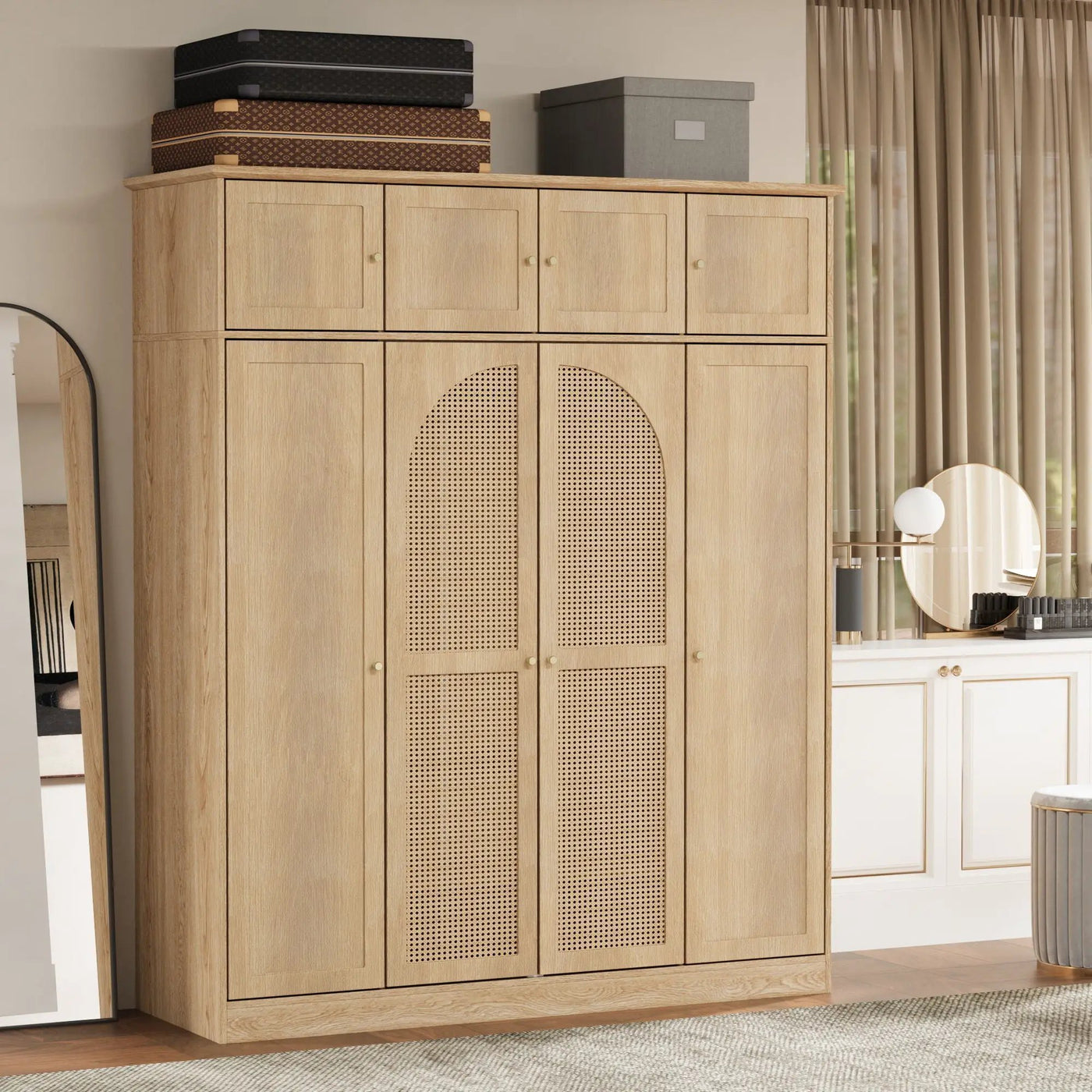 8 Door Armoire Wardrobe With Adjustable Shelves And Hanging Rod by Unique Piece Furniture