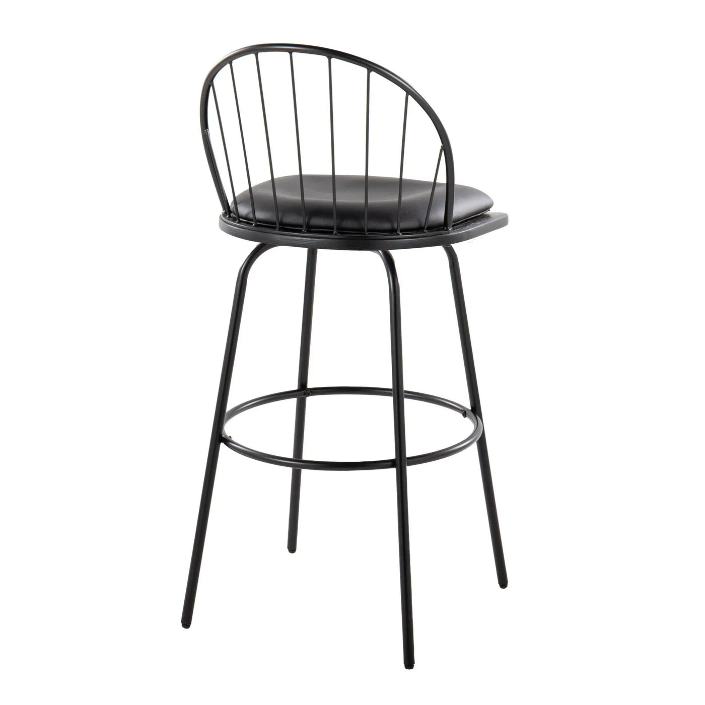 Riley - Claire Farmhouse Fixed Height Barstool With Swivel With Round Footrest (Set of 2) by HouseOfZazla