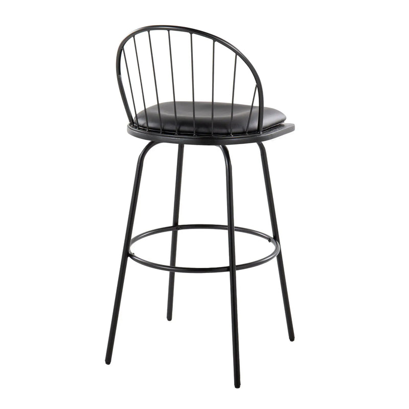 Riley - Claire Farmhouse Fixed Height Barstool With Swivel With Round Footrest (Set of 2) by HouseOfZazla