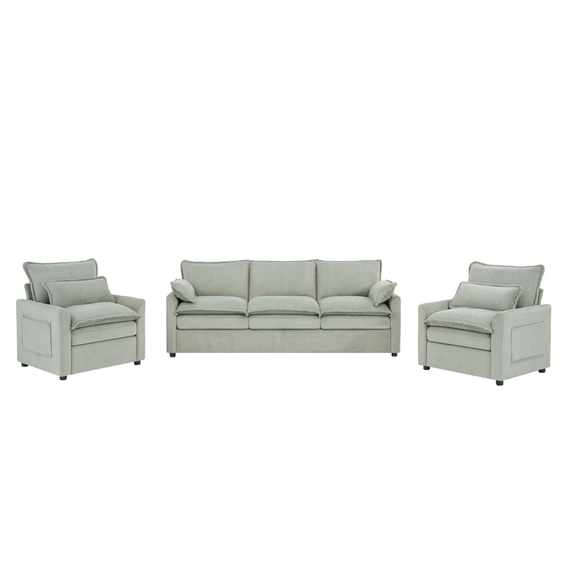 Modern Sofa Set With Double Layer Cushion And Side Storage Pockets by HouseOfZazla