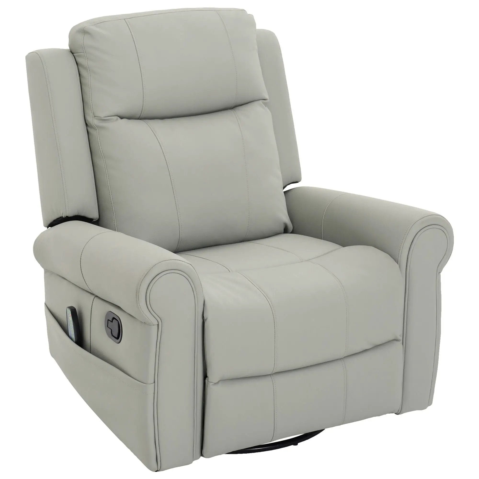 Manual Recliner Chair With 270 Degree Swivel, Massage & Heating, Dual Reclining Positions by Unique Piece Furniture