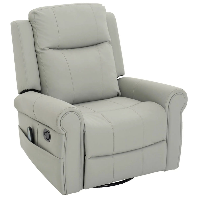 Manual Recliner Chair With 270 Degree Swivel, Massage & Heating, Dual Reclining Positions by Unique Piece Furniture