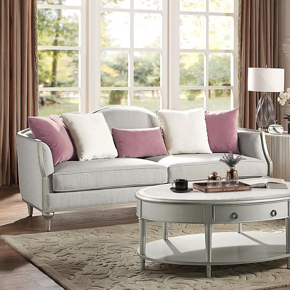 Kasa - Sofa With 5 Pillows - Beige Linen & Champagne by Unique Piece Furniture