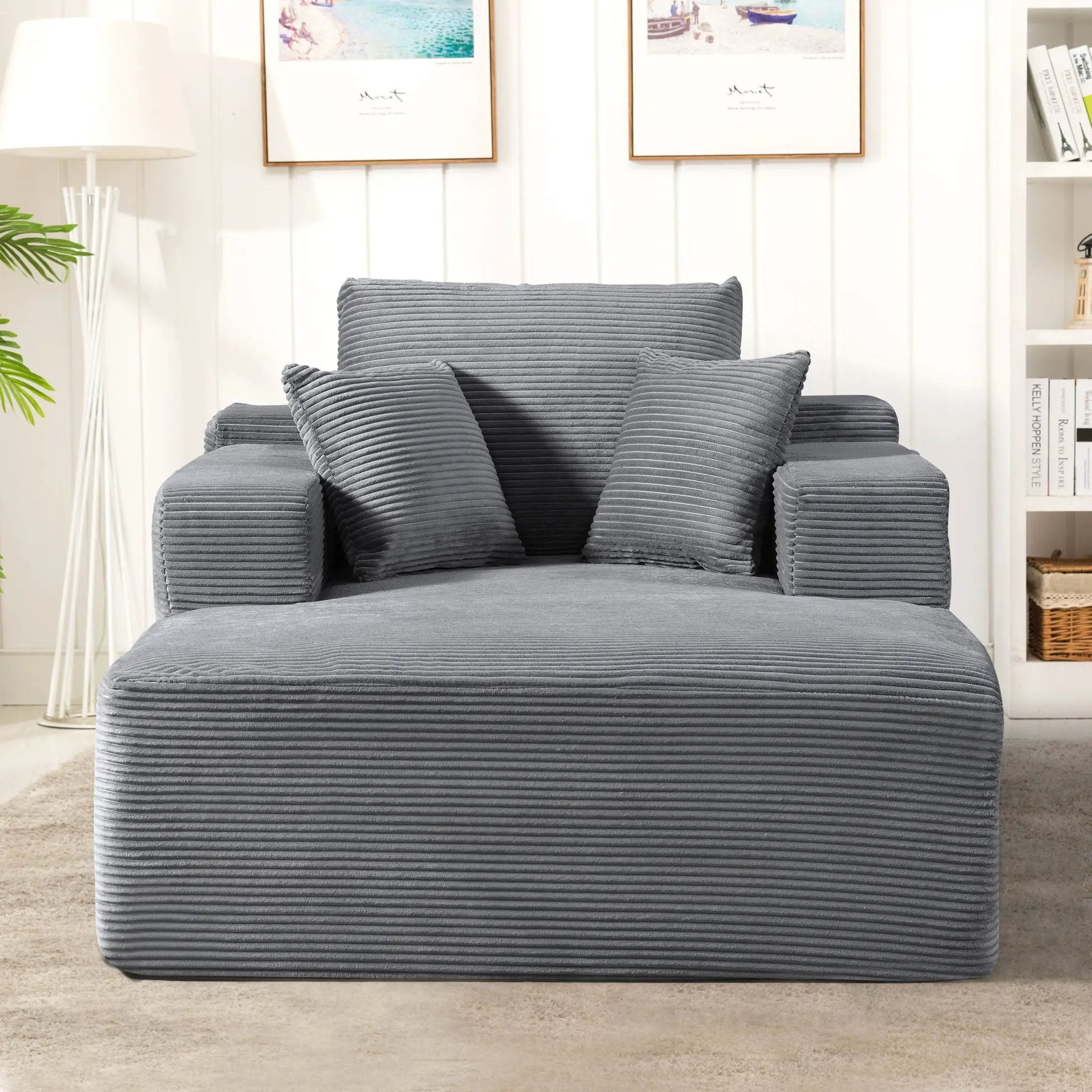Convertible Chaise Lounge Chair With Wide Armrest & Throw Pillows by HouseOfZazla