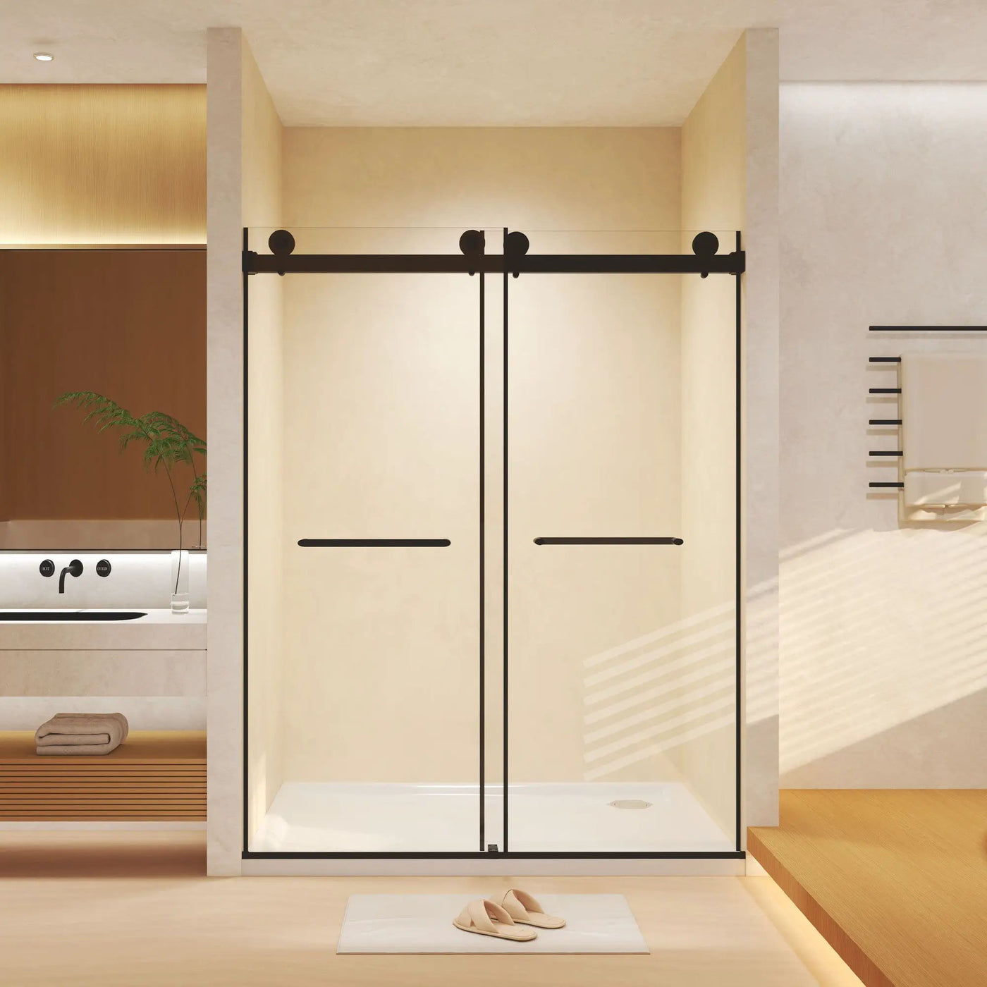 Frameless Double Sliding Shower Door by HouseOfZazla