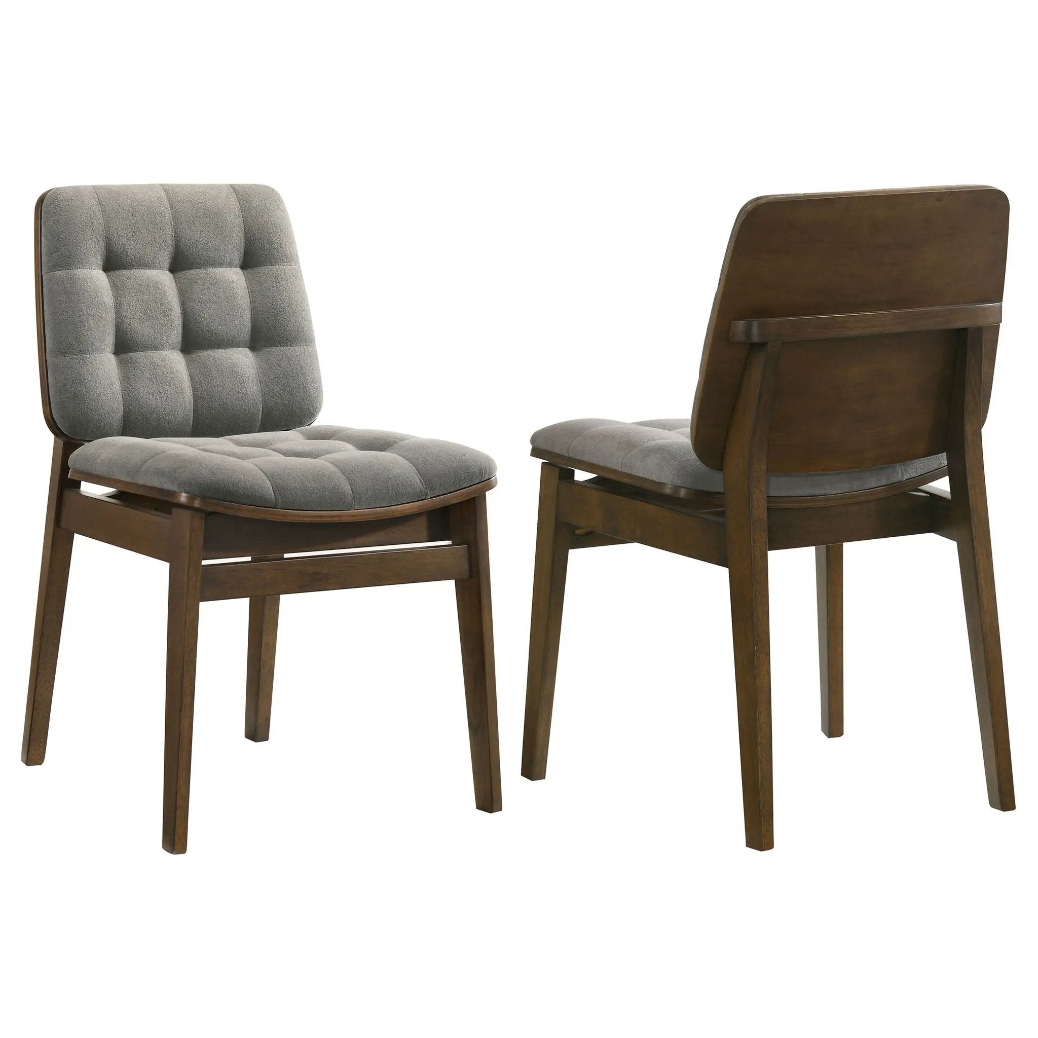 Redbridge Velvet Upholstered Side Chair Grey and Walnut (Set of 2) by Unique Piece Furniture