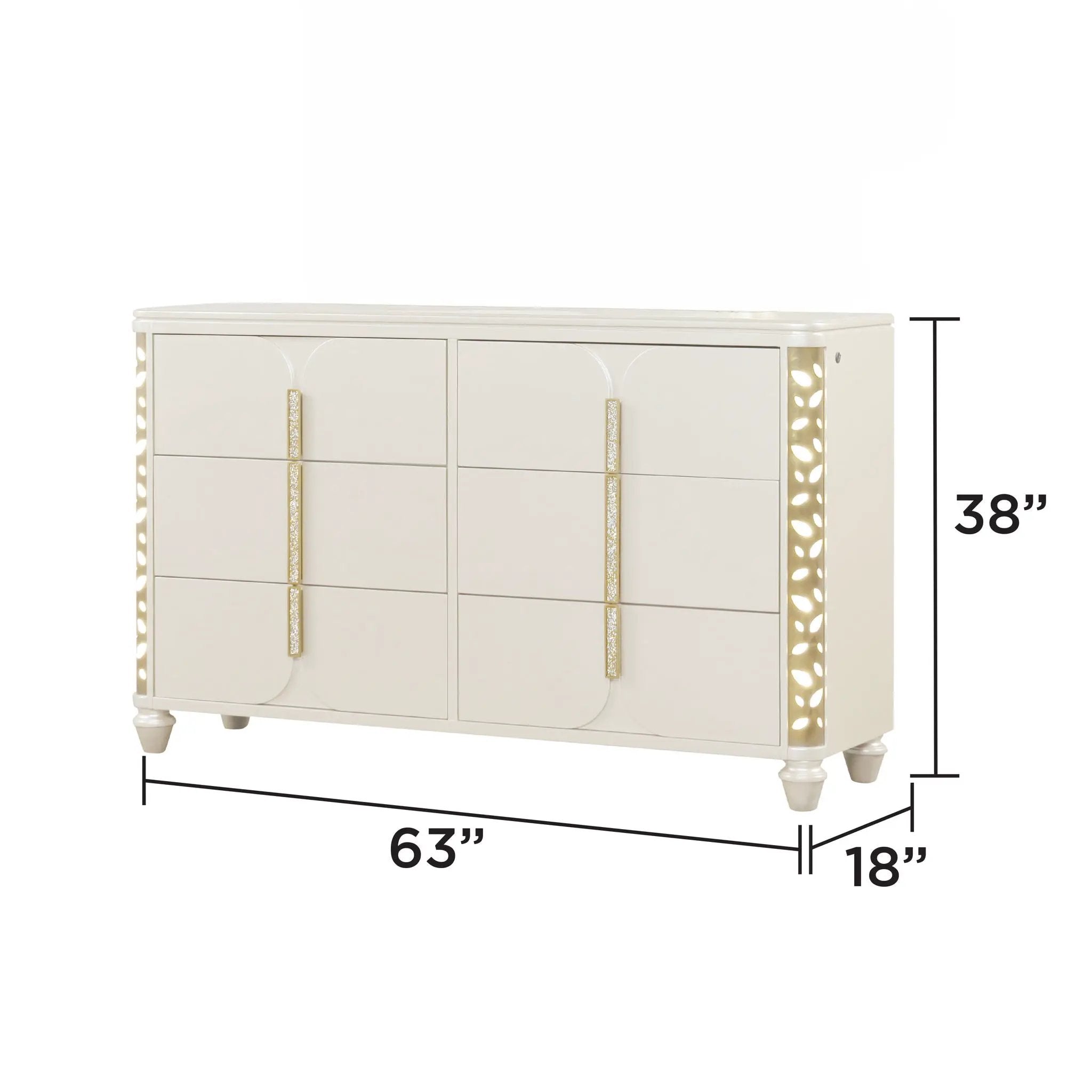 Cinderella - Dresser With LED Accents And 6 Storage Drawers (Mirror Not Included) - Beige by HouseOfZazla
