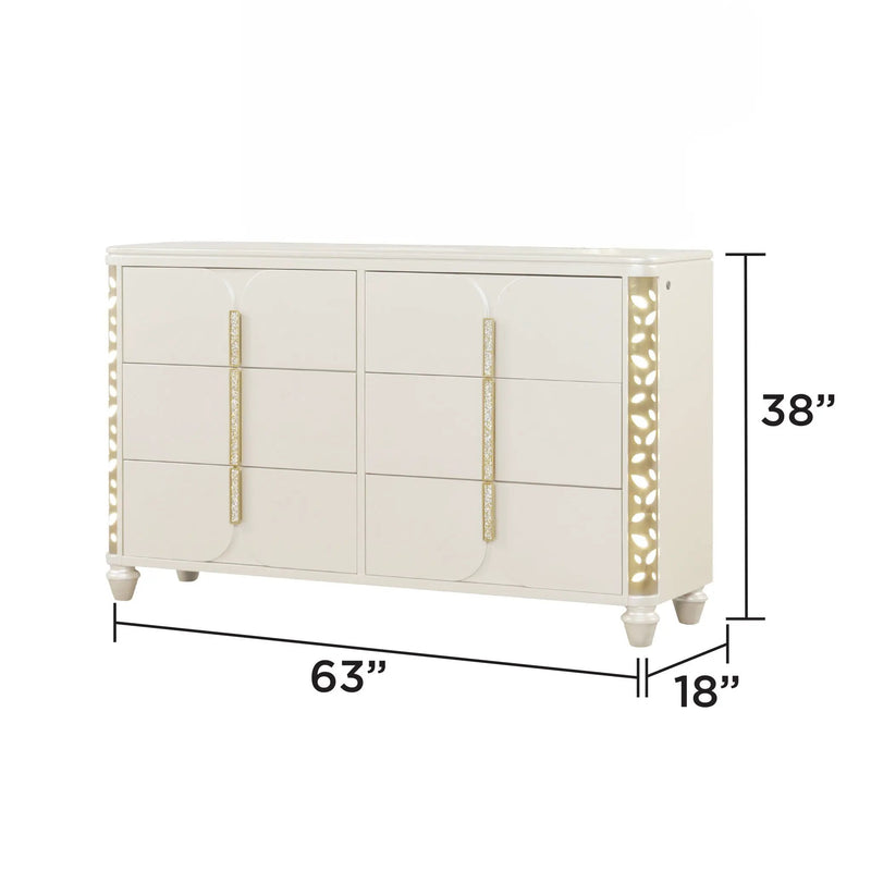 Cinderella - Dresser With LED Accents And 6 Storage Drawers (Mirror Not Included) - Beige by HouseOfZazla