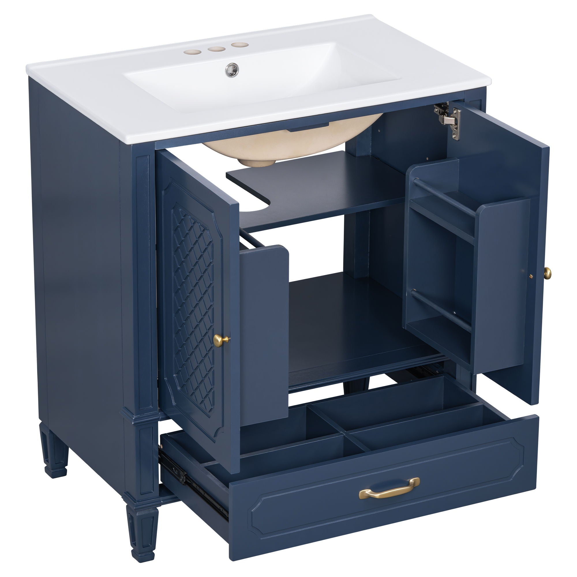 Bathroom Vanity With Sink, Soft Closing Door, Multi Functional Storage by HouseOfZazla
