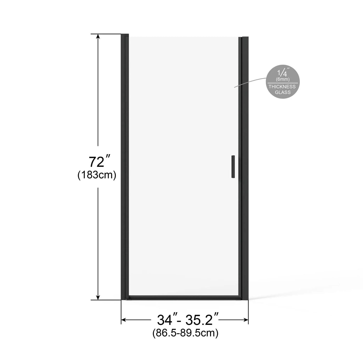 Pivot Shower Door, Tempered Glass, Semi Frameless by HouseOfZazla