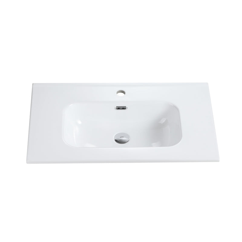 Glossy White Ceramic Integrated Basin by HouseOfZazla