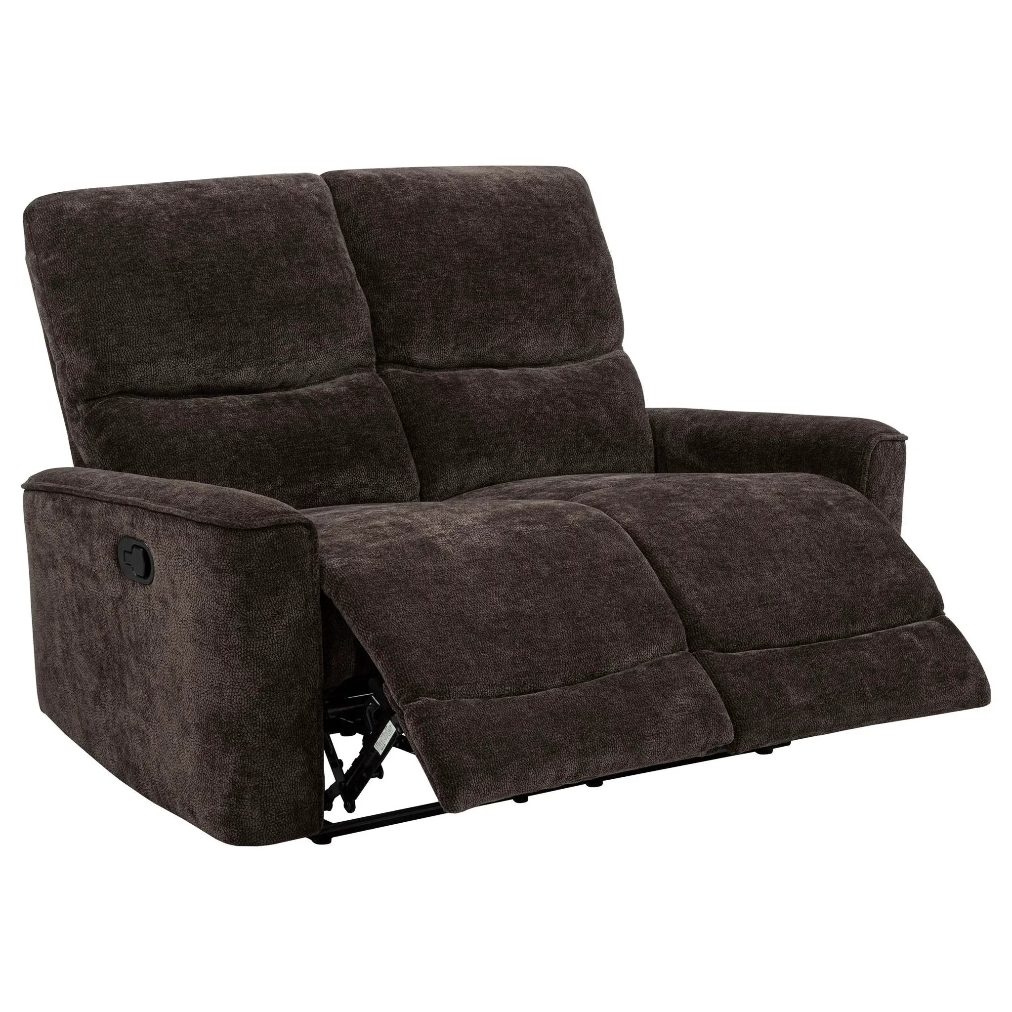 Navarro Chenille Upholstered Reclining Loveseat Dark Brown by Unique Piece Furniture