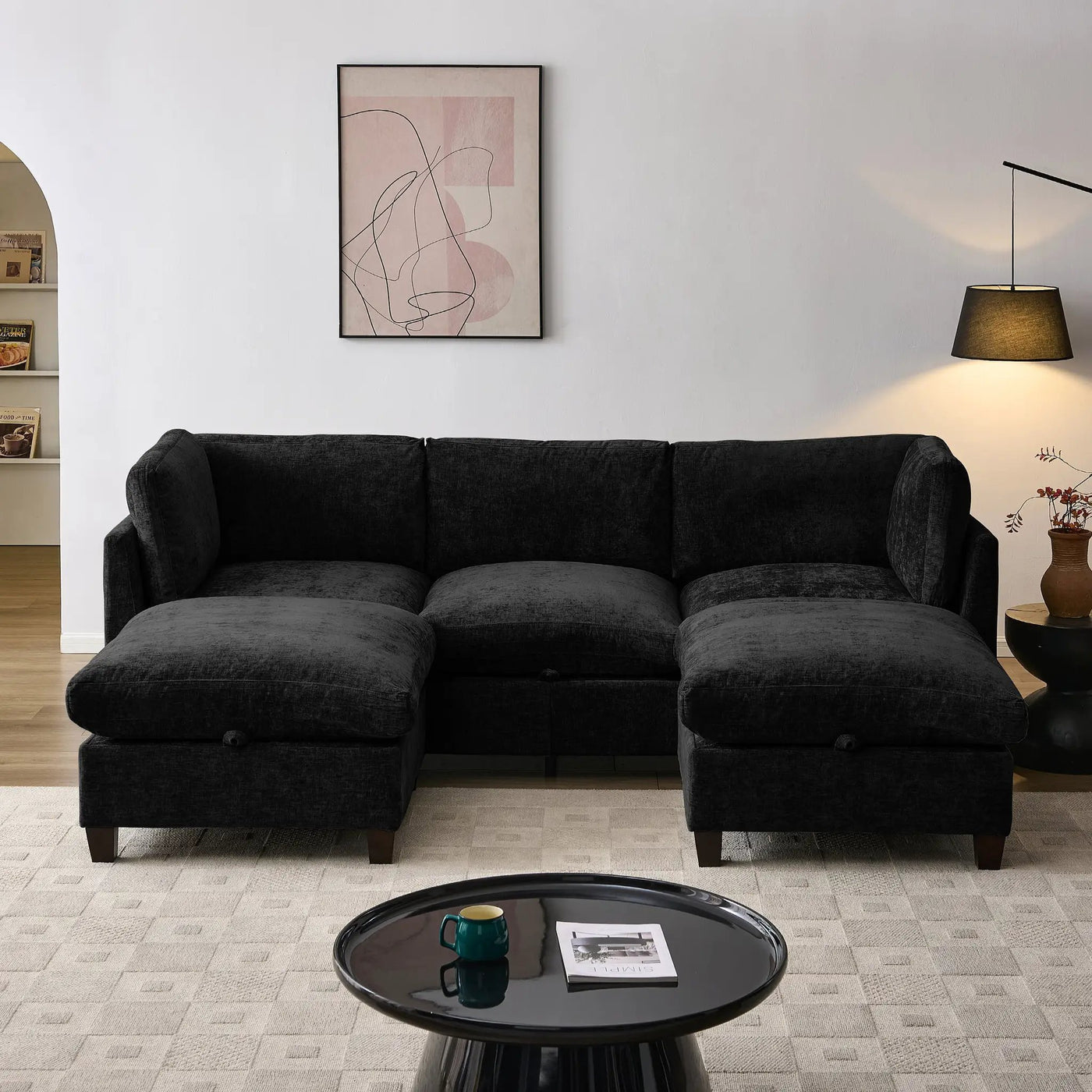 96.5" Sectional Couch for Living Room, Upholstered with Storage by HouseOfZazla
