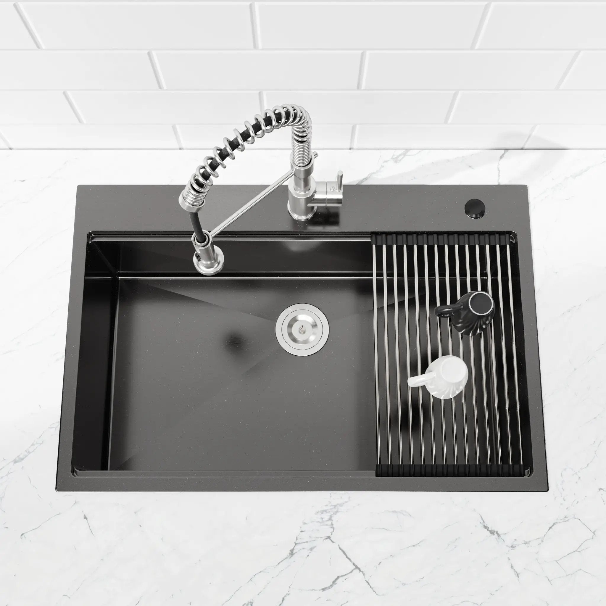 Stainless Steel Kitchen Sink, 33″x22″ Single Bowl, Overmount Handmade Sink by HouseOfZazla