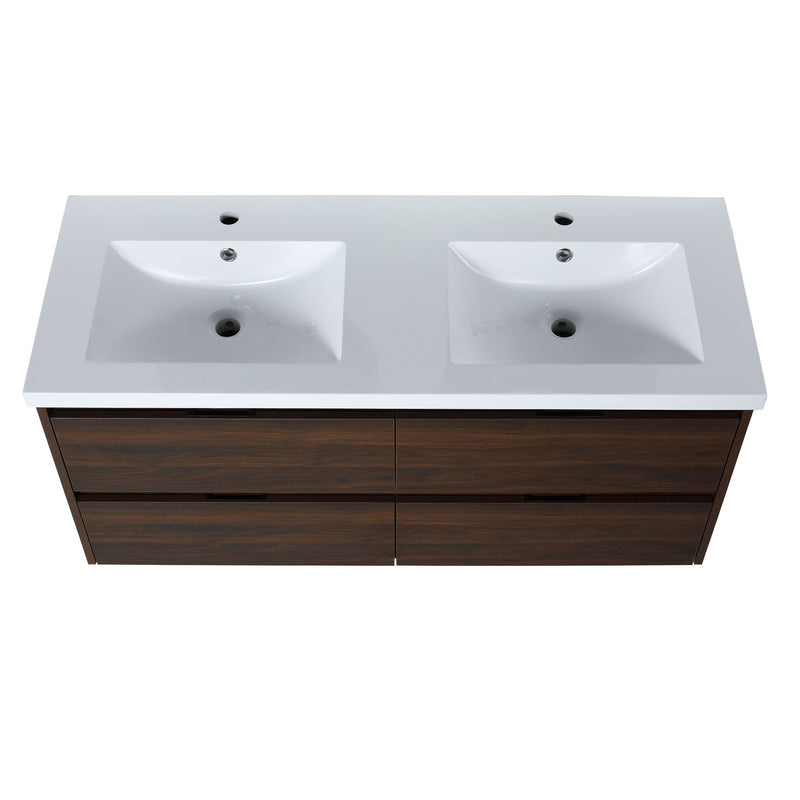 Modern Floating Bathroom Vanity With Dual Resin Sink, Soft Close Drawers by HouseOfZazla