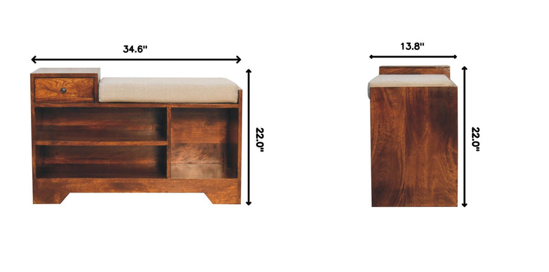 Retreat - Shoe Bench, 1 Drawer - Chestnut by HouseOfZazla