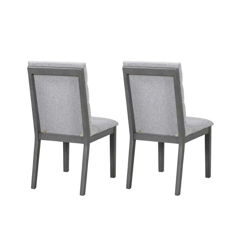 Tufted Upholstery Modern Dining Chairs (Set of 2) Sleek Comfort With Rubber Wood Frame - Gray / Oak by Unique Piece Furniture