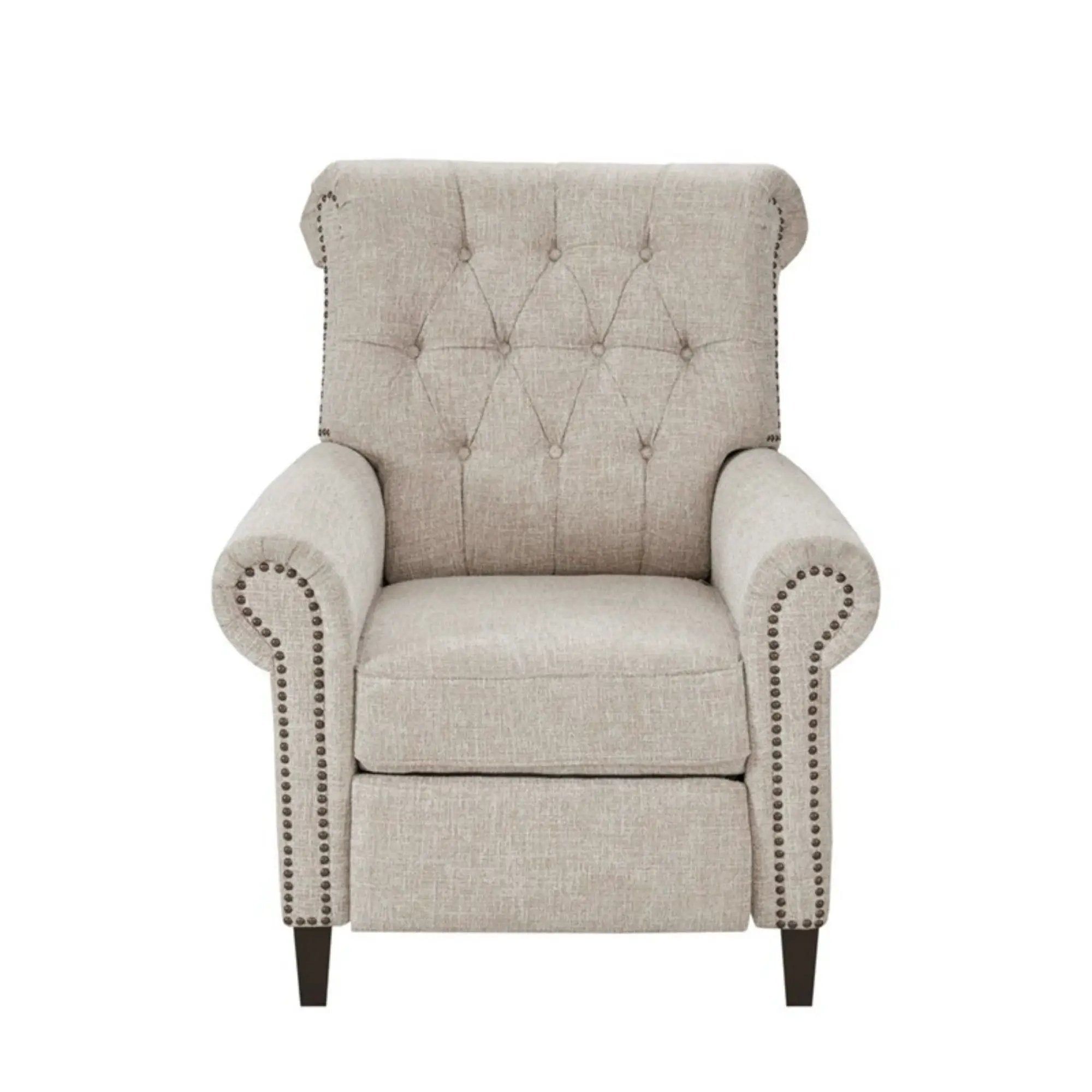 Aidan - Push Back Recliner Chair With Tufted Back And Nailhead Trim - Cream by Unique Piece Furniture