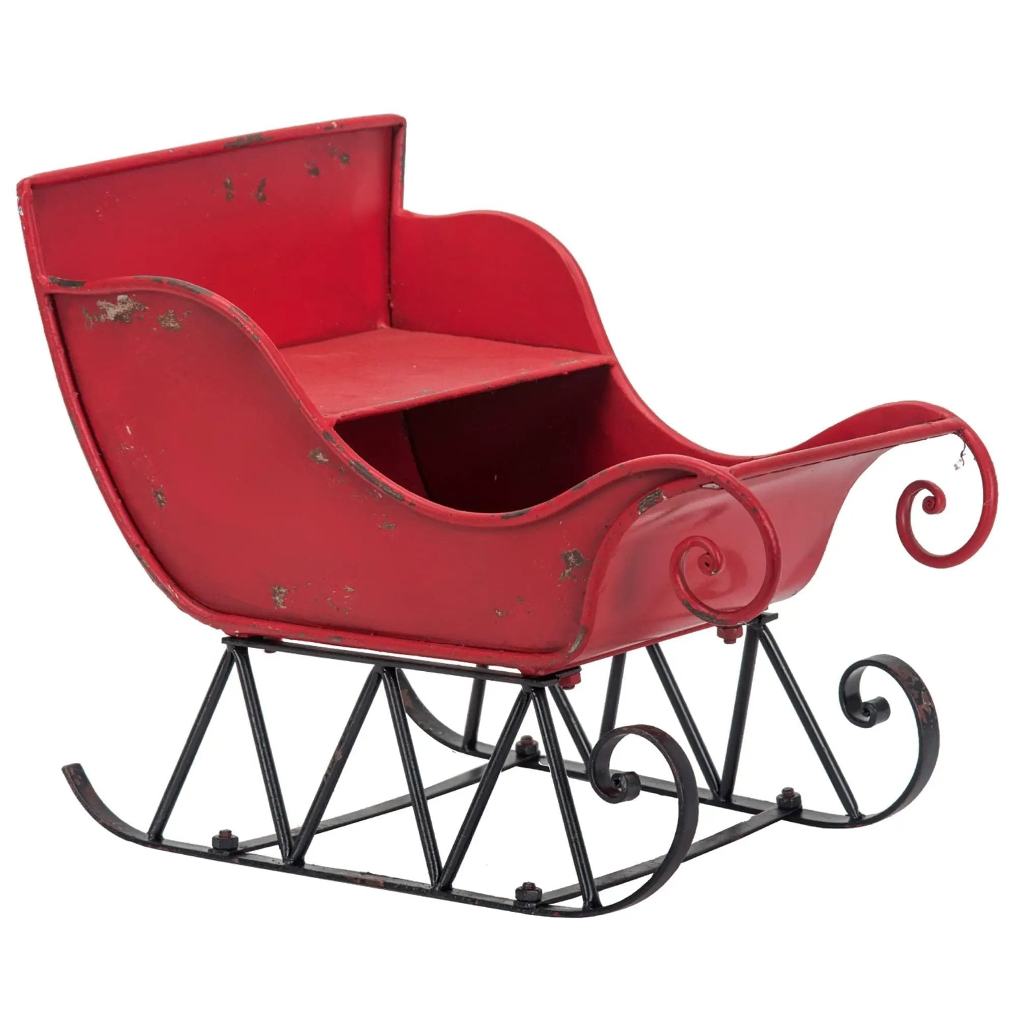 Iron Sleigh Large, Distressed Christmas Santa Sleigh Holiday Decoration by Unique Piece Furniture