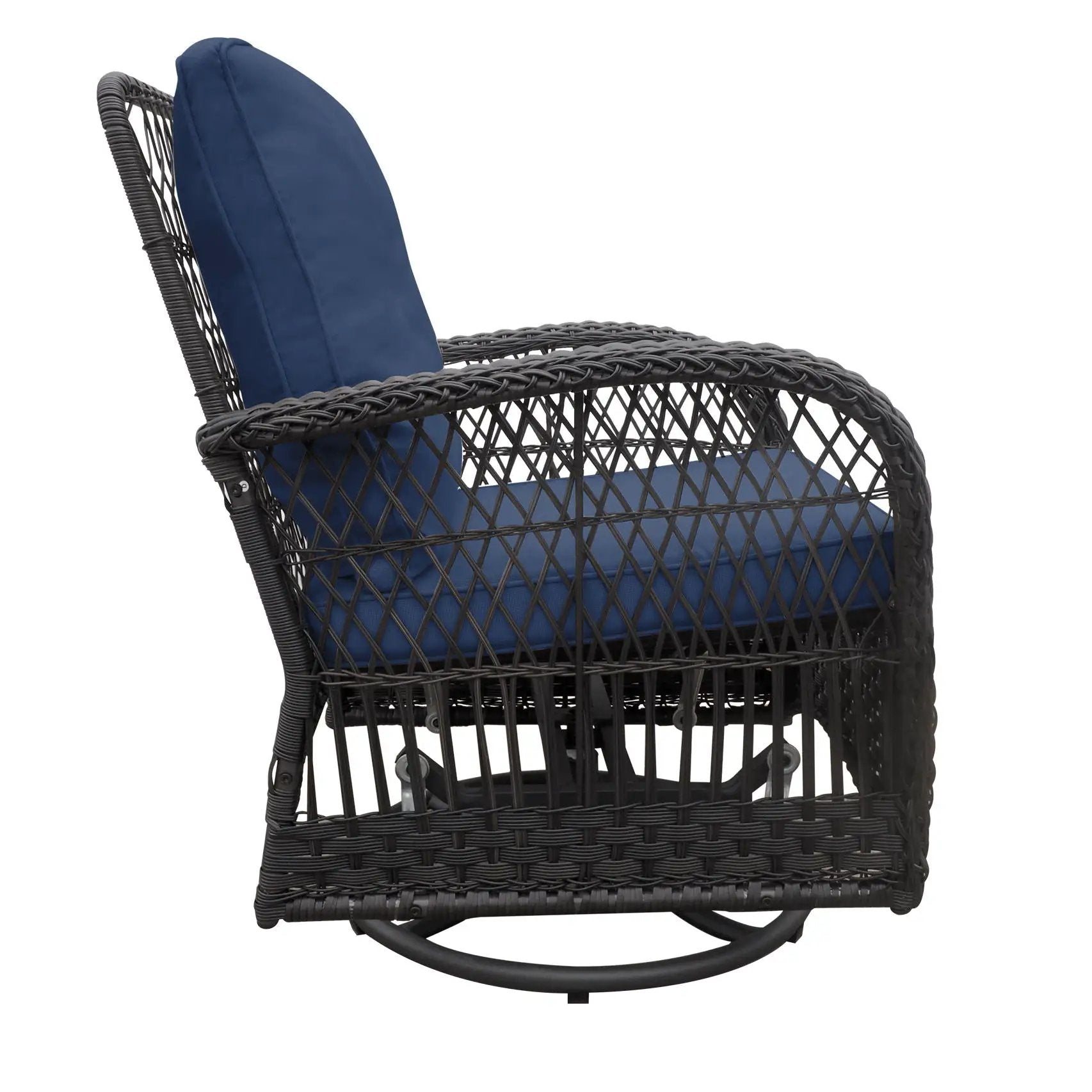 3 Pieces Conversation Set, Outdoor Wicker Rocker Swivel Patio Bistro Set, Rocking Chair With Glass Top Side Table by HouseOfZazla