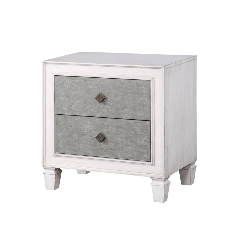 Katia - Weathered Night Stand - Gray / White by Unique Piece Furniture