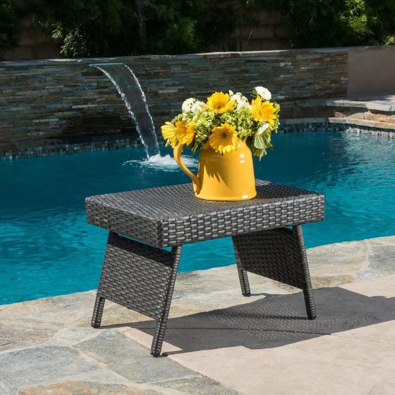 Outdoor Wicker Table With Rectangular Tabletop - Gray by HouseOfZazla