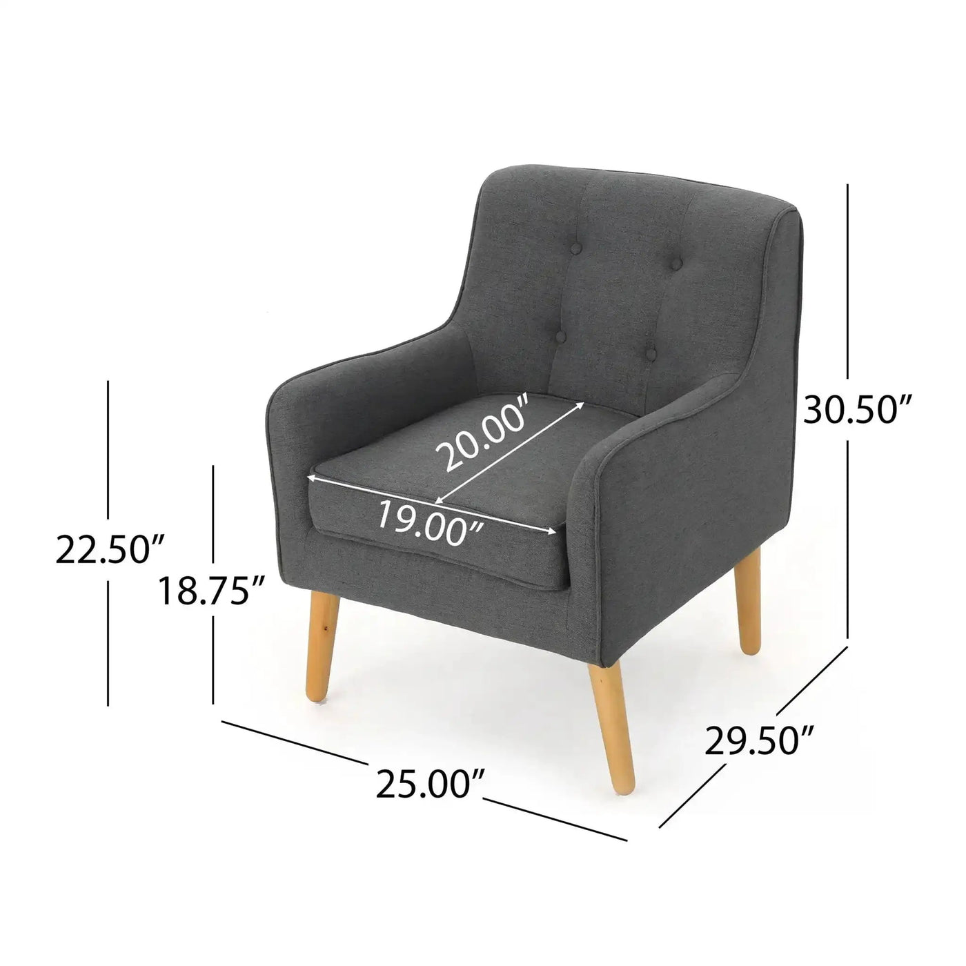 Modern Arm Chair With Tufted Back and Wooden Legs by HouseOfZazla