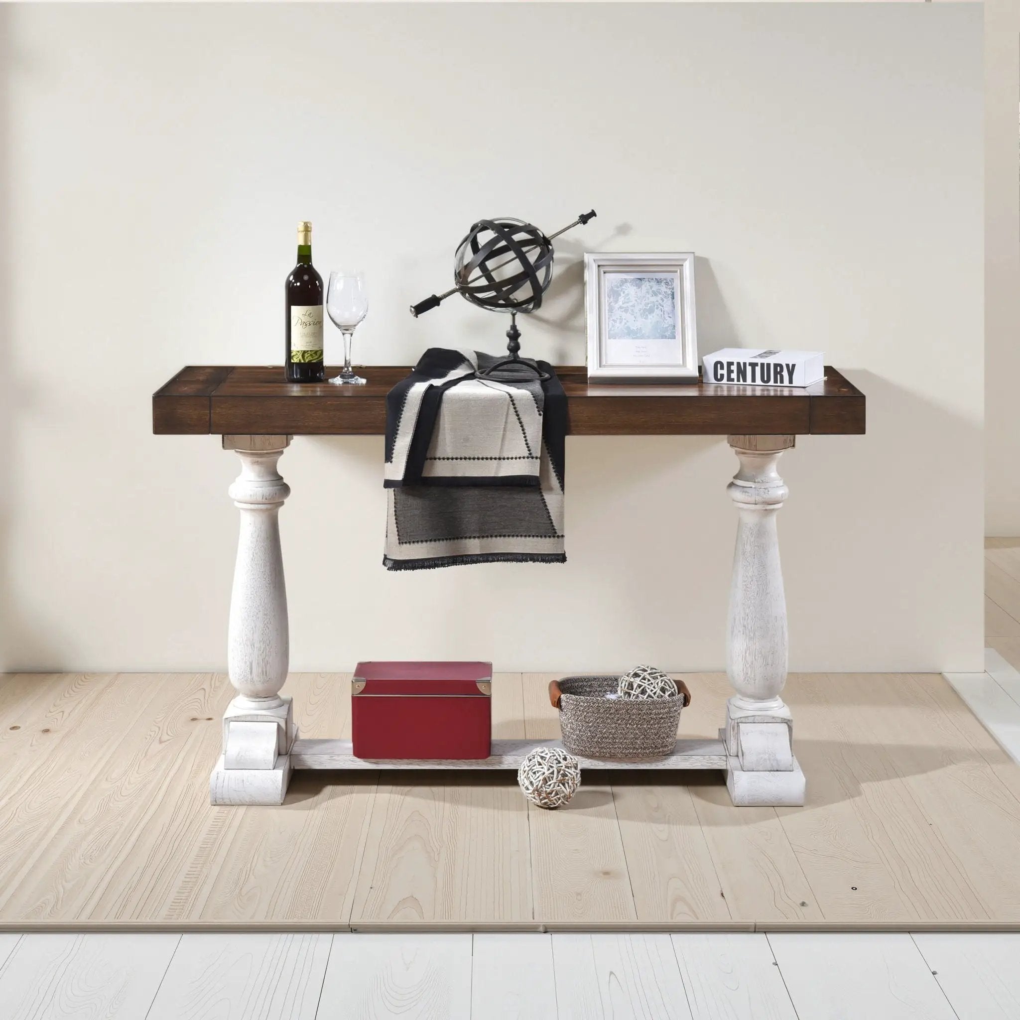 Farmhouse Retro Design Pedestal Sofa Tabe by Unique Piece Furniture