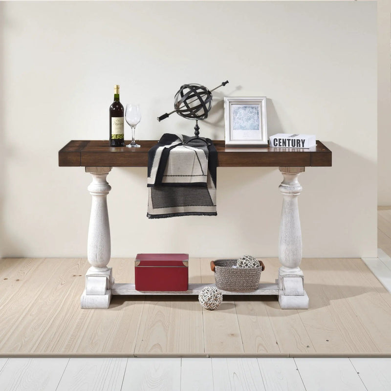 Farmhouse Retro Design Pedestal Sofa Tabe by Unique Piece Furniture