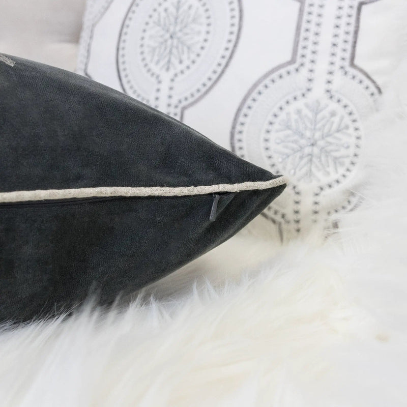 Gray Velvet Holiday Throw Pillow 20x20 by HouseOfZazla