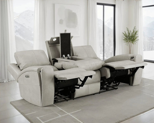 Brickston Triple Power Reclining Sofa Grey