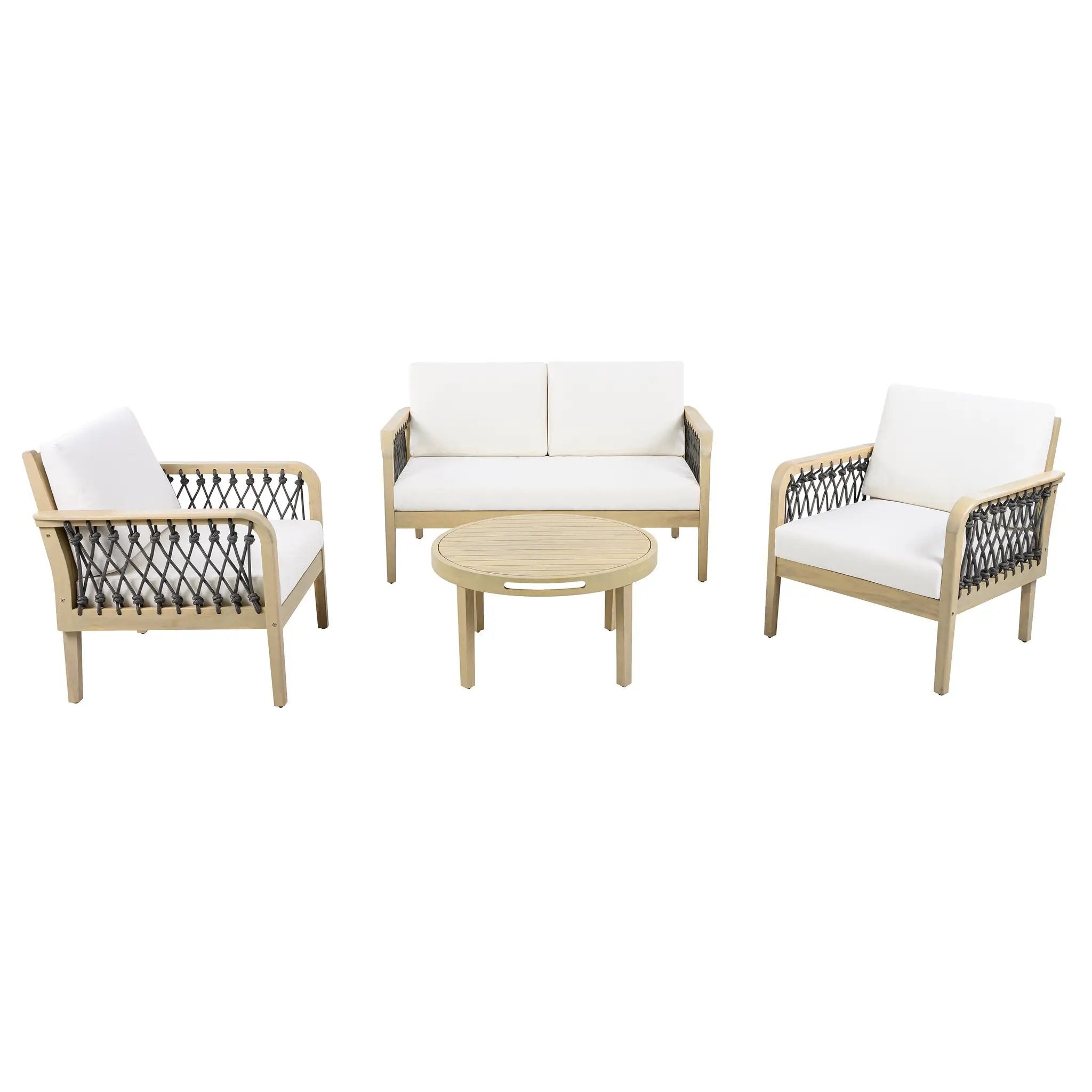 4-Piece Acacia Wood Outdoor Patio Furniture Set by HouseOfZazla