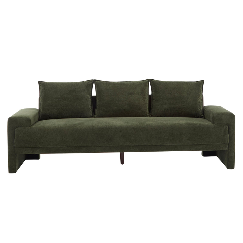Algora 84.5 in. 3 Seater Modern Upholstered Velvet Sofa, Moss by HouseOfZazla