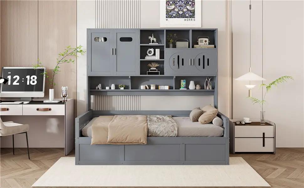 Daybed With All-In-One Cabinet And Shelf by HouseOfZazla