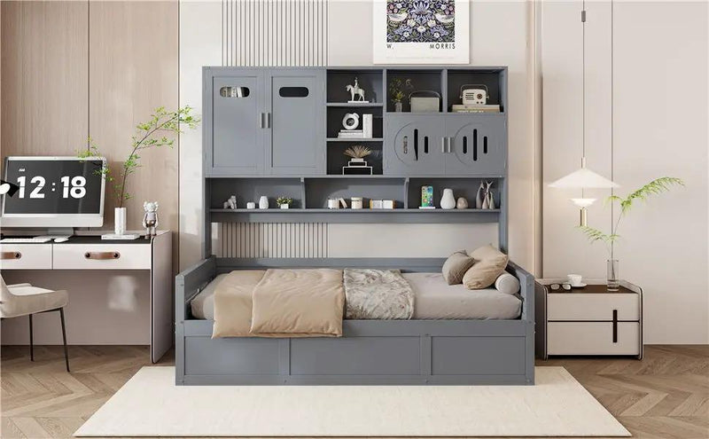 Daybed With All-In-One Cabinet And Shelf by HouseOfZazla