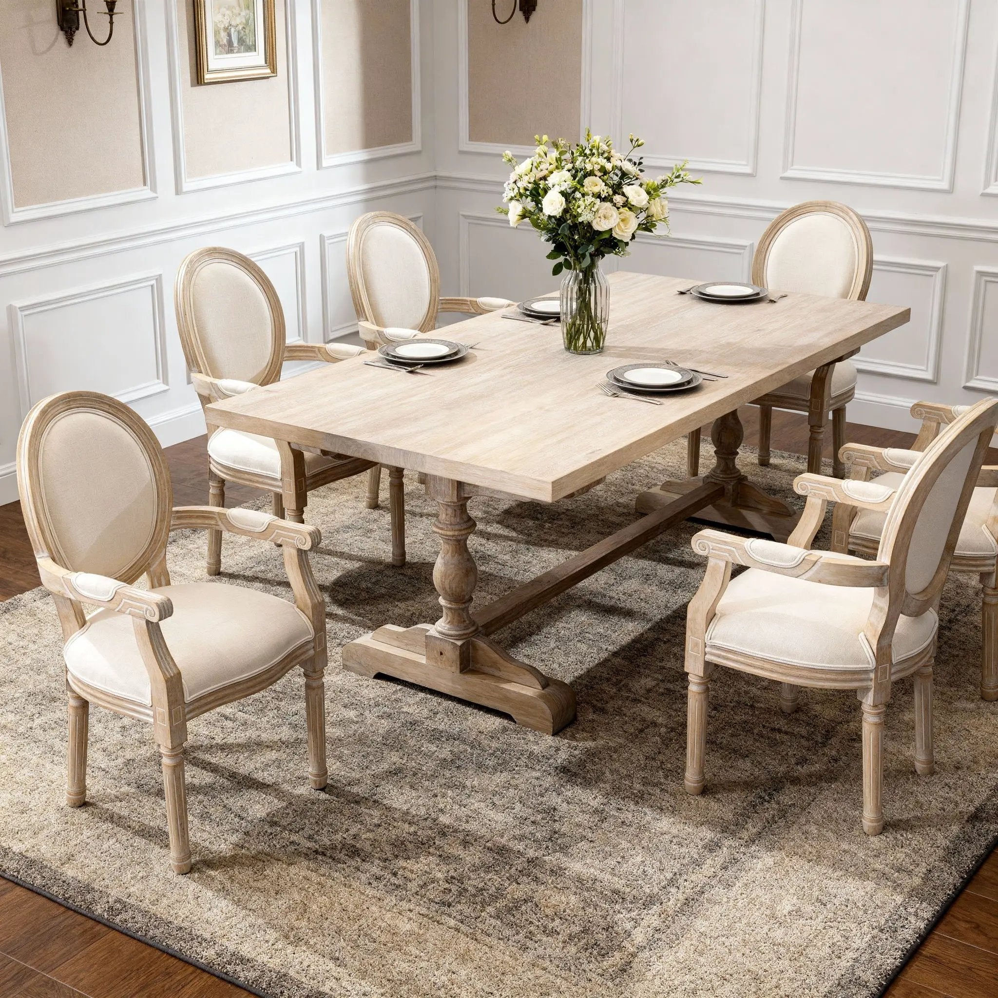 French Vintage Upholstered Fabric Dining Armchair (Set of 2) by Unique Piece Furniture