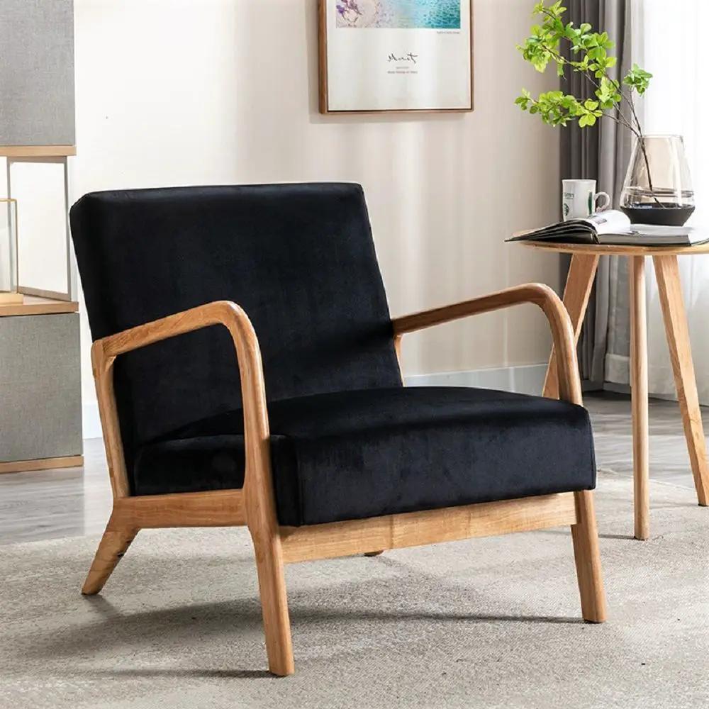 Classic Mid-Century Modern Accent Chairs, Open Framed Armchair With Cushioning by HouseOfZazla
