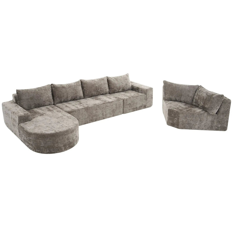 Modular Cloud Sectional Sofa Set, U-Shaped Upholstered Couch With Deep Seat by HouseOfZazla